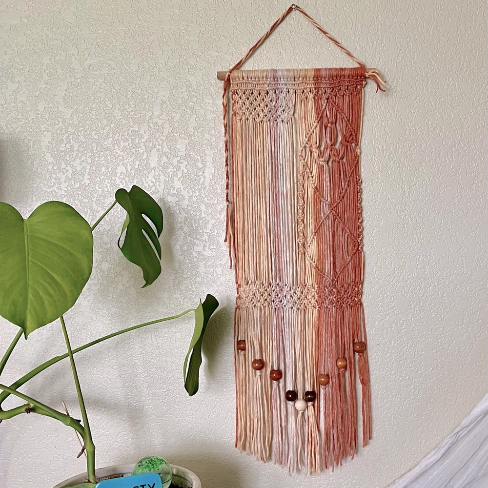 Handmade Pink Ombre Macrame Wall Tapestry